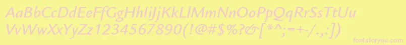 ItcLegacySansLtMediumItalic Font – Pink Fonts on Yellow Background