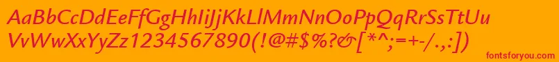 フォントItcLegacySansLtMediumItalic – オレンジの背景に赤い文字