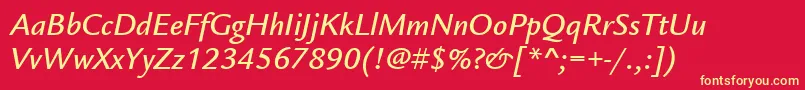 ItcLegacySansLtMediumItalic Font – Yellow Fonts on Red Background