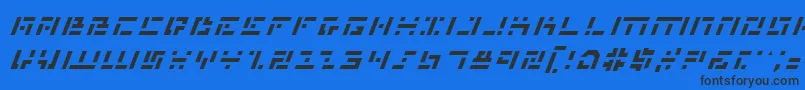 MissileManItalic-Schriftart – Schwarze Schriften auf blauem Hintergrund