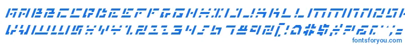 フォントMissileManItalic – 白い背景に青い文字