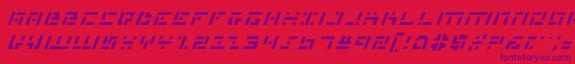 Fonte MissileManItalic – fontes roxas em um fundo vermelho
