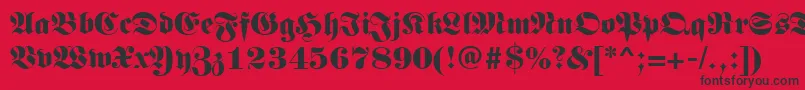 Germanregular-fontti – mustat fontit punaisella taustalla