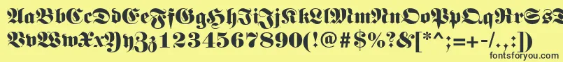 フォントGermanregular – 黒い文字の黄色い背景