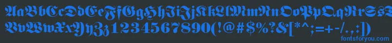 Germanregular-fontti – siniset fontit mustalla taustalla