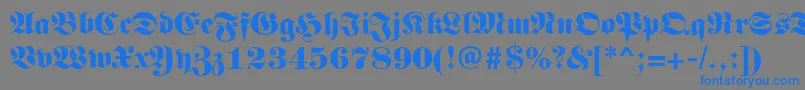フォントGermanregular – 灰色の背景に青い文字