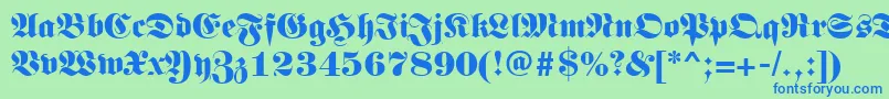 Germanregular-fontti – siniset fontit vihreällä taustalla