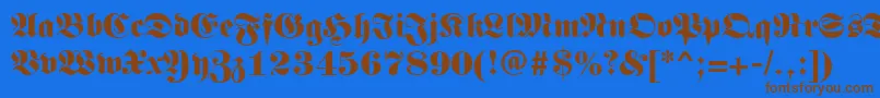 フォントGermanregular – 茶色の文字が青い背景にあります。