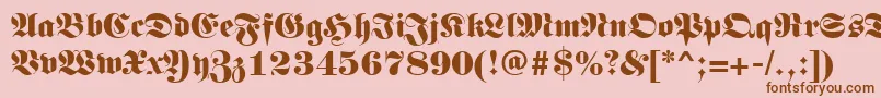 フォントGermanregular – ピンクの背景に茶色のフォント