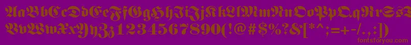 フォントGermanregular – 紫色の背景に茶色のフォント