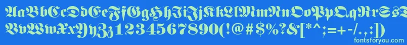 Germanregular-fontti – vihreät fontit sinisellä taustalla