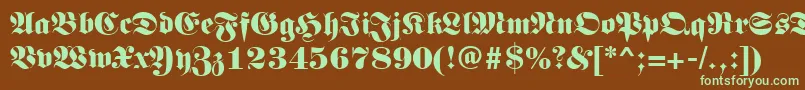 Germanregular-fontti – vihreät fontit ruskealla taustalla