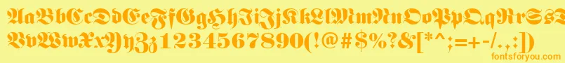 Germanregular-fontti – oranssit fontit keltaisella taustalla