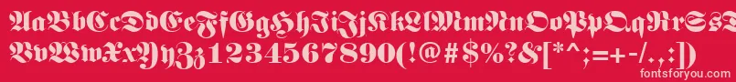 Germanregular-fontti – vaaleanpunaiset fontit punaisella taustalla