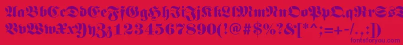 Germanregular-Schriftart – Violette Schriften auf rotem Hintergrund