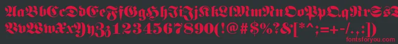 Germanregular-fontti – punaiset fontit mustalla taustalla