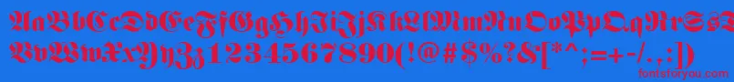 フォントGermanregular – 赤い文字の青い背景