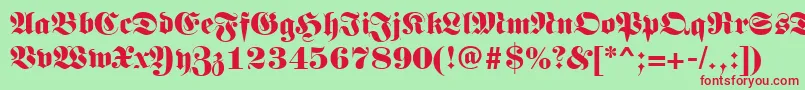 Germanregular-fontti – punaiset fontit vihreällä taustalla