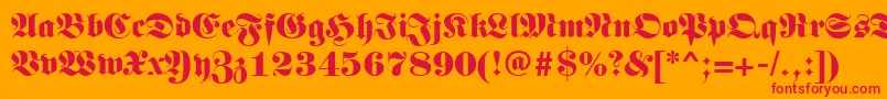 Germanregular-Schriftart – Rote Schriften auf orangefarbenem Hintergrund