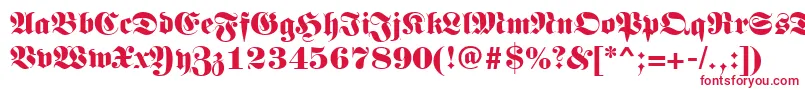 フォントGermanregular – 白い背景に赤い文字