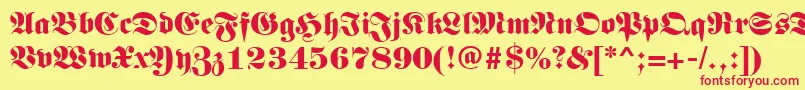 フォントGermanregular – 赤い文字の黄色い背景