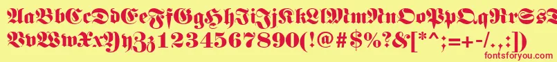 Germanregular-Schriftart – Rote Schriften auf gelbem Hintergrund