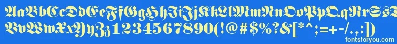 フォントGermanregular – 黄色の文字、青い背景