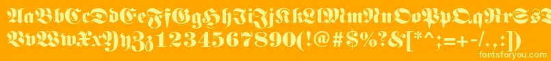 Germanregular-Schriftart – Gelbe Schriften auf orangefarbenem Hintergrund