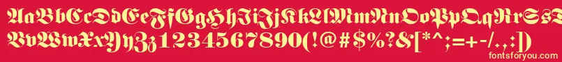 Germanregular-fontti – keltaiset fontit punaisella taustalla