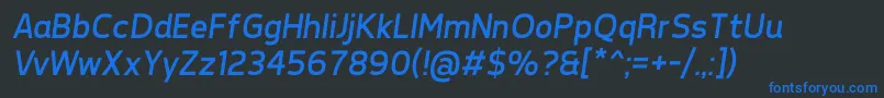 TepenoSansRegularItalic Font – Blue Fonts on Black Background