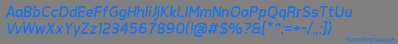 Fonte TepenoSansRegularItalic – fontes azuis em um fundo cinza
