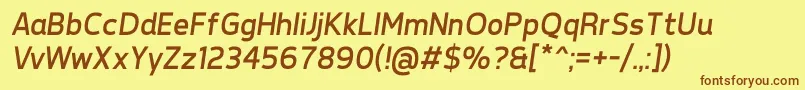 TepenoSansRegularItalic-fontti – ruskeat fontit keltaisella taustalla