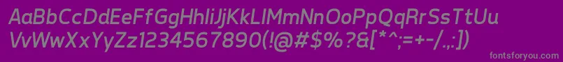 Fonte TepenoSansRegularItalic – fontes cinzas em um fundo violeta
