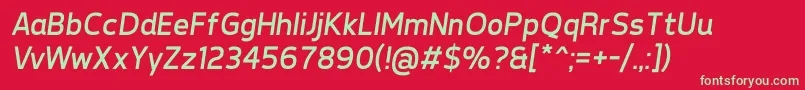 フォントTepenoSansRegularItalic – 赤い背景に緑の文字