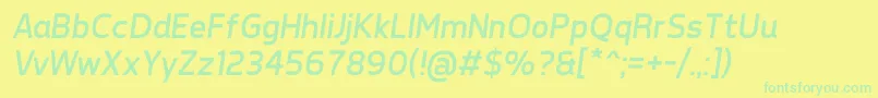 TepenoSansRegularItalic Font – Green Fonts on Yellow Background