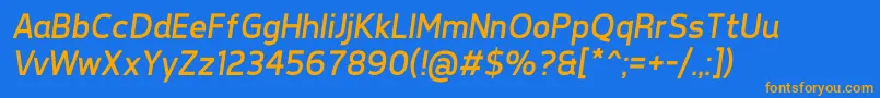 Подробнее о шрифте TepenoSansRegularItalic Шрифт TepenoSansRegularItalic – оранжевые шрифты на синем фоне