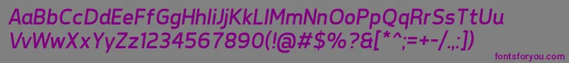 TepenoSansRegularItalic-fontti – violetit fontit harmaalla taustalla