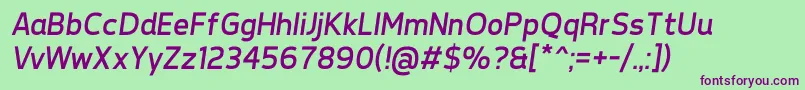 TepenoSansRegularItalic Font – Purple Fonts on Green Background
