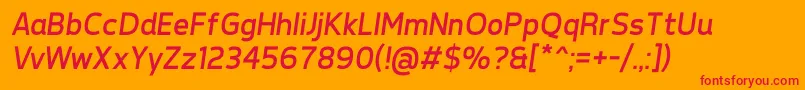 TepenoSansRegularItalic Font – Red Fonts on Orange Background