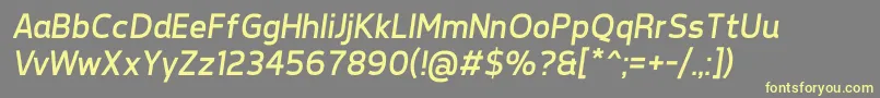 Fonte TepenoSansRegularItalic – fontes amarelas em um fundo cinza