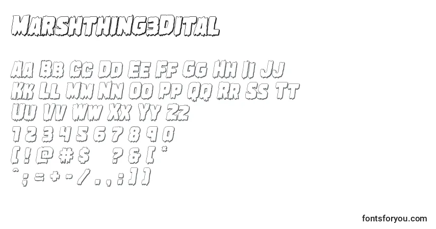 Schriftart Marshthing3Dital – Alphabet, Zahlen, spezielle Symbole