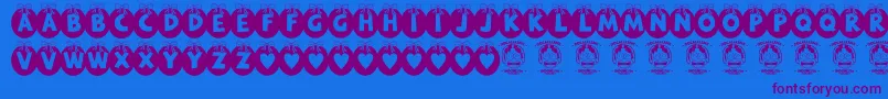 RyTha Font – Purple Fonts on Blue Background