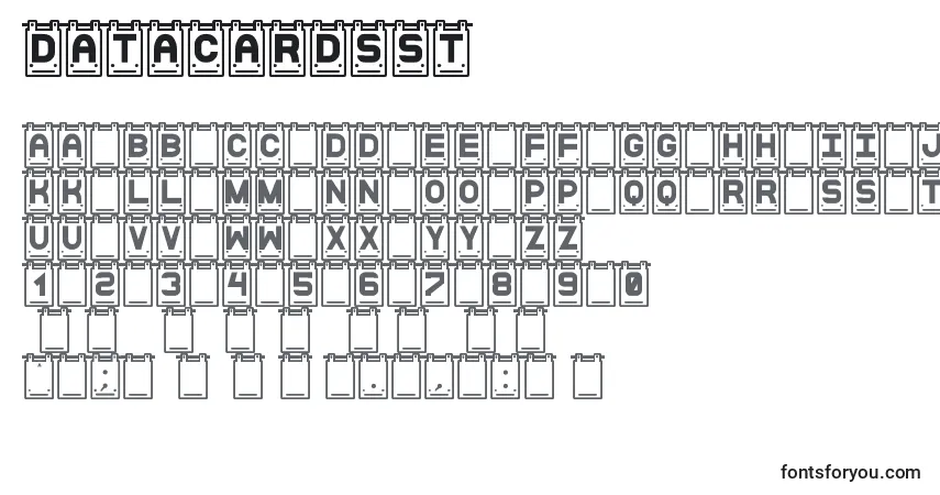 A fonte DataCardsSt – alfabeto, números, caracteres especiais