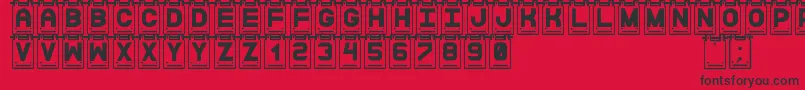 Fonte DataCardsSt – fontes pretas em um fundo vermelho