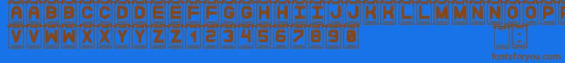 DataCardsSt Font – Brown Fonts on Blue Background