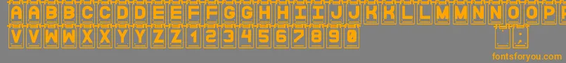 フォントDataCardsSt – オレンジの文字は灰色の背景にあります。