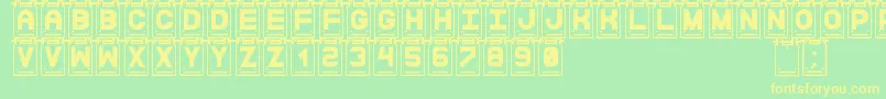 DataCardsSt Font – Yellow Fonts on Green Background