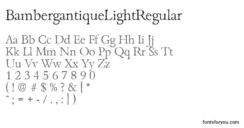 BambergantiqueLightRegular-fontti – aakkoset, numerot, erikoismerkit