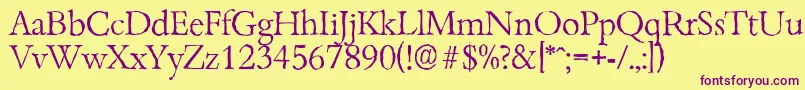 BambergantiqueLightRegular Font – Purple Fonts on Yellow Background