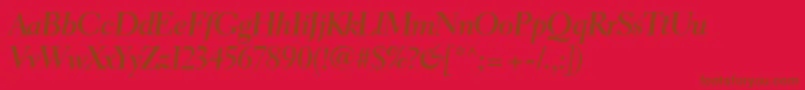 ElectraltstdBoldcursivedis-Schriftart – Braune Schriften auf rotem Hintergrund